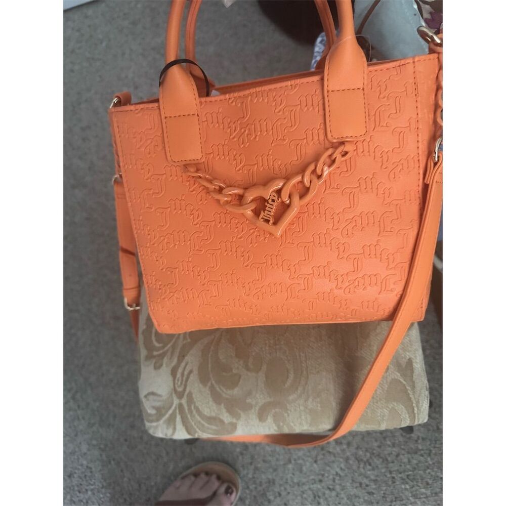 Juicy Couture Orange Satchel Bag with Chain Accent & Detachable Strap